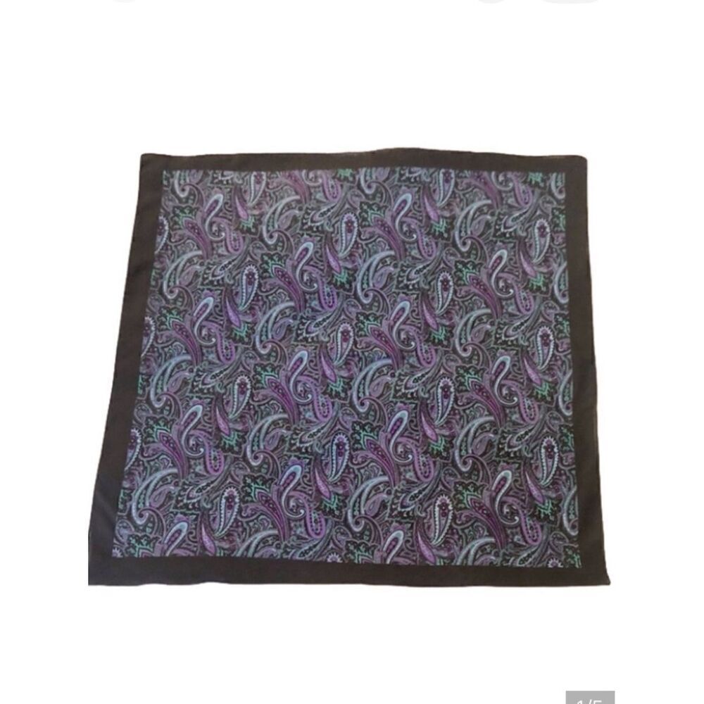 Italian Made Paisley Scarf in Black/Purple/Green